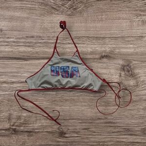 USA Print Red and White Bikini Top